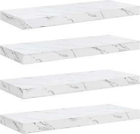 vidaXL Raft de perete 4 pcs Marmură albă 50 x 23 x 4 cm Lemn compozit