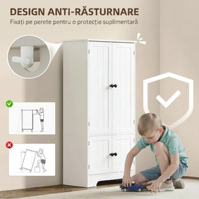 HOMCOM Dulap Alb 4Uși Reglabil | Aosom Romania