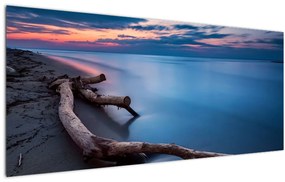 Tablou cu plaja în apus de soare (120x50 cm)