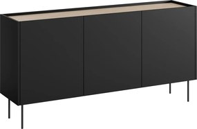 Comodă Desin 170 cm trei uși - negru mat / stejar Nagano