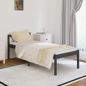 810601 vidaXL Pat pentru seniori, gri, 90x200 cm, lemn masiv de pin