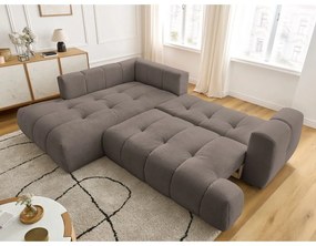 Colțar taupe extensibil/cu spațiu de depozitare (cu colț pe partea stângă/în formă de ”L”) Fuji – Bobochic Paris