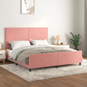3125652 vidaXL Cadru de pat cu tăblie, roz, 180x200 cm, catifea