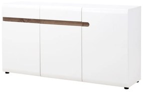 Comodă, albă strălucitoare HG/stejar sonoma închis, LYNATET TYP 40
