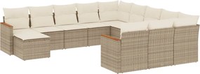 vidaXL Set canapele de grădină cu perne, 12 piese, bej, poliratan