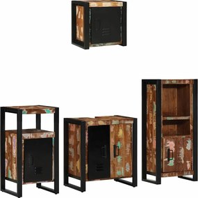 vidaXL Set de mobilier pentru baie cu raft 4 pcs Lemn recuperat masiv