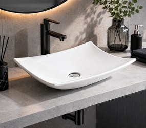 Lavoar baie dreptunghiular pe blat ceramica alb lucios