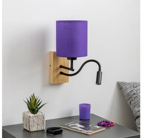 Lampă LED de perete Brilagi NUBILA WOOD 1xE27/25W/230V + LED/3W stejar/mov