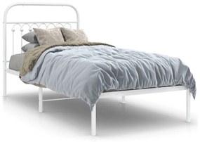 376642 vidaXL Cadru pat metalic cu tăblie, alb, 90x200 cm