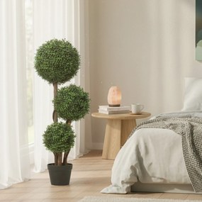 HOMCOM Bilă de buxus artificial cu trei bile, plantă artificială, plantă artificială cu trunchi din lemn în ghiveci, 30 x 30 x 100 cm, Verde | Aosom Romania