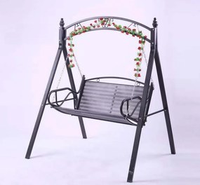 Leagăn de grădină, metalic, 125x100x165 cm, Negru