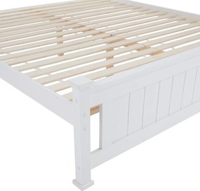 Pat cu lamele, lemn de pin/alb, 160x200, LUCAS NEW
