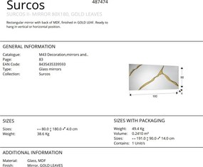 Oglinda de perete mare design decorativ Surcos auriu 180x80cm