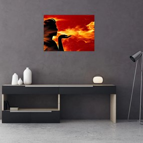 Tablou pe sticlă femeii în foc (70x50 cm)