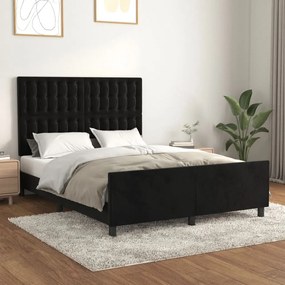 3125997 vidaXL Cadru de pat cu tăblie, negru, 140x190 cm, catifea