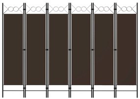 vidaXL Paravan de cameră cu 6 panouri, maro, 240 x 180 cm