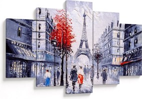 Tablou - Străzi din Paris, pictură în ulei (150x105 cm)