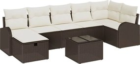 vidaXL Set de canapele pentru grădină cu pernă 8 pcs Maro Rattan poli