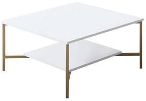 Masuta Cafea, PAL Melaminat / Metal, Gold Line, Negru / Auriu, 80 x 80 x 40 cm