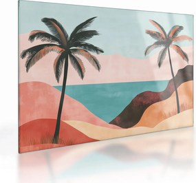Tablou pe sticlă - Palmieri la mare (70x50 cm)