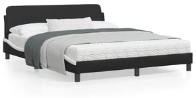 373223 vidaXL Cadru de pat cu tăblie, negru/alb, 160x200 cm, piele ecologică