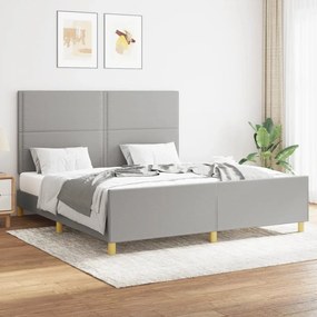 3124984 vidaXL Cadru de pat cu tăblie, gri deschis, 160x200 cm, textil