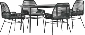 vidaXL Set de sufragerie de grădină 5 piese neagră Sticlă Poly Rattan