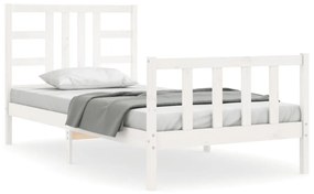 3191957 vidaXL Cadru de pat cu tăblie, alb, 90x200 cm, lemn masiv
