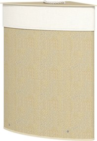 HOMCOM Coș de rufe din bambus 55L, coș triunghiular cu sac detașabil și lavabil, capac, mâner, 35x35x60cm, natural | Aosom Romania