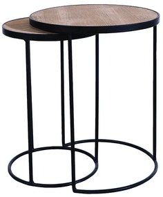 Set 2 masute de cafea, din lemn, D 45 cm, Brooklyn