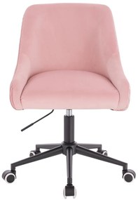 HR920K Scaun Roz Pudra din Catifea cu Bază Neagră