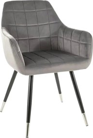 Scaun NUXE, gri/negru, stofa catifelata/metal, 56x42x83 cm