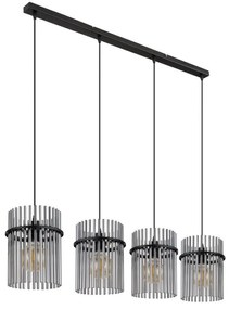 Lustra suspendata 4L design modern GORLEY negru, fumuriu