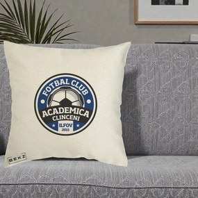 Perna Personalizata Academica Clinceni Fotbal Club, 40x40 cm, Ecru, Husa Detasabila, Perna Inclusa, BEKZ®