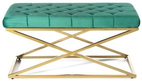 Bancă matlasată SALIBA 50x97 cm aurie/verde