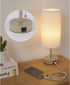 Brilagi - Lampă de masă TABLON cu port USB, 1xE27/25W/230V, bej/alb