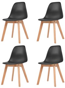vidaXL Scaune de bucătărie, 4 buc., negru, plastic
