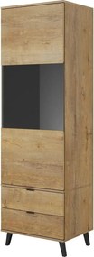 Vitrina NEST W-2, stejar, PAL furniruit/sticla, 60x45x192 cm
