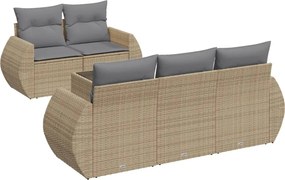 vidaXL Set canapele de grădină cu perne, 6 piese, bej, poliratan