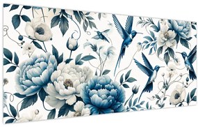 Tablou - Colibri cu flori (120x50 cm)