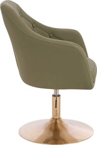 HR831N Scaun Khaki Piele Ecologica Premium Soft cu Bază Aurie