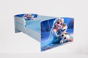 Pat Pentru Fete 2-12 Ani Elsa Si Olaf, Cu Protectie Si Saltea SafeNest de 160x80 Cm Ptv4909