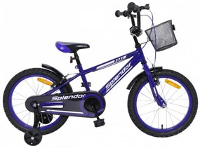 Bicicleta pentru copii NOVOKIDS™ Splend'Or Boom Edition, Cosulet, Roti 18" inch, Max 45 kg, Cadru otel, Roti ajutatoare, Ghidon reglabil, Albastru