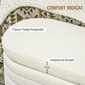 HOMCOM Bancă pentru Pat, Bancă Tapițată din Lână cu Cadru din Lemn, Bancă Otomană de Depozitare, 116x41x 40,5 cm, Alb Crem