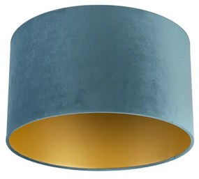 Abajur din catifea albastru 35/35/20 cu interior auriu