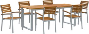 vidaXL Set de masă pentru grădină 7 pcs Gri Lemn Solid de Acacia