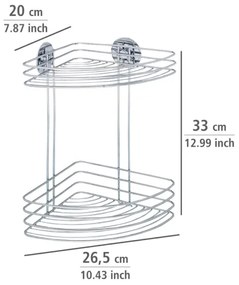 WENKO 18914100 - Poliță de colț TURBO-LOC RUND, oțel, 26,5 x 33 cm, crom lucios
