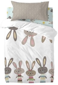 Cearceaf din bumbac pentru copii Moshi Moshi Rabbit Family, 70 x 140 cm