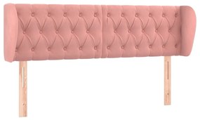 vidaXL Tăblie de pat cu aripioare roz 163x23x78/88 cm catifea