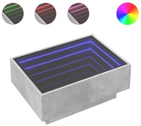 847514 vidaXL Măsuță de cafea cu LED, gri beton, 70x50x30 cm, lemn prelucrat